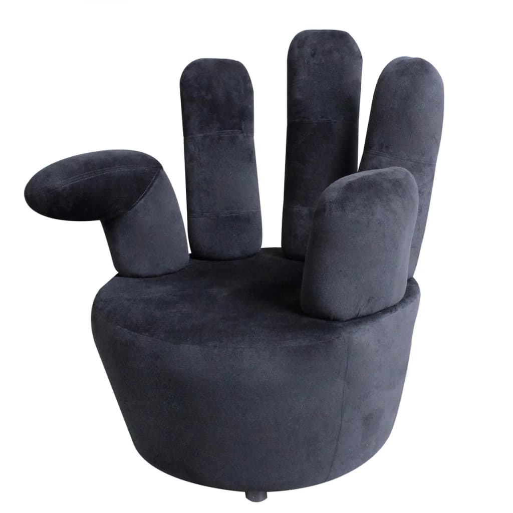 vidaXL Стол във формата на ръка, черен, кадифе
