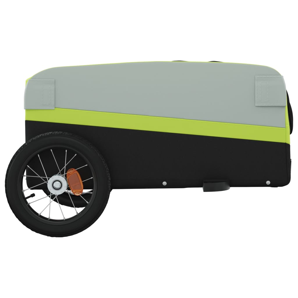 vidaXL Ремарке за велосипед, черно и зелено, 30 кг, желязо