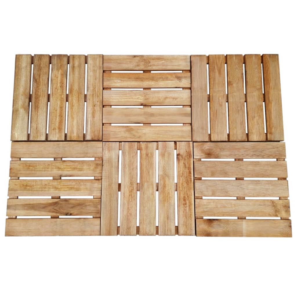 vidaXL Декинг плочки, 6 бр, 50x50 см, дърво с кафява импрегнация