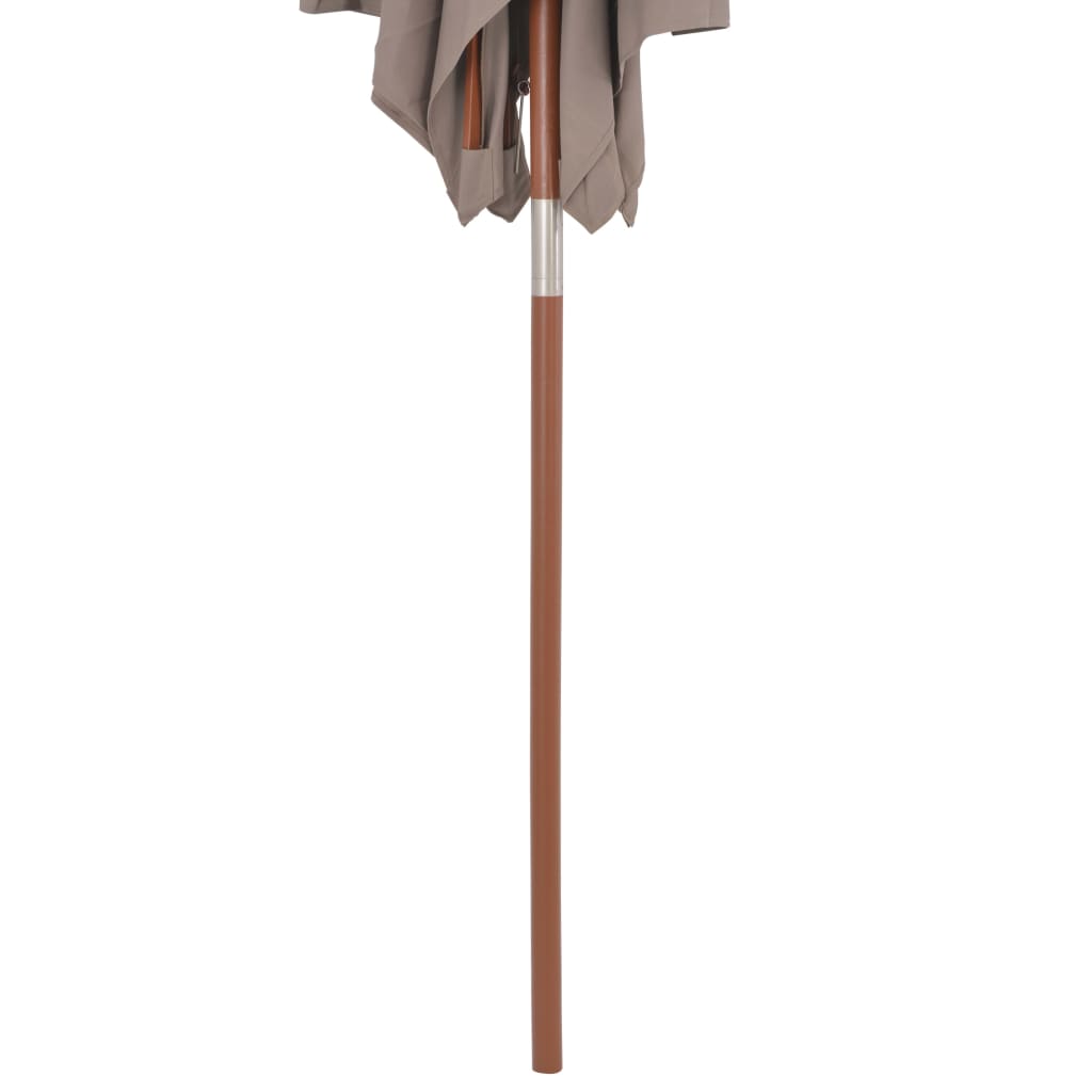 vidaXL Градински чадър с дървен прът, 150x200 см, таупе