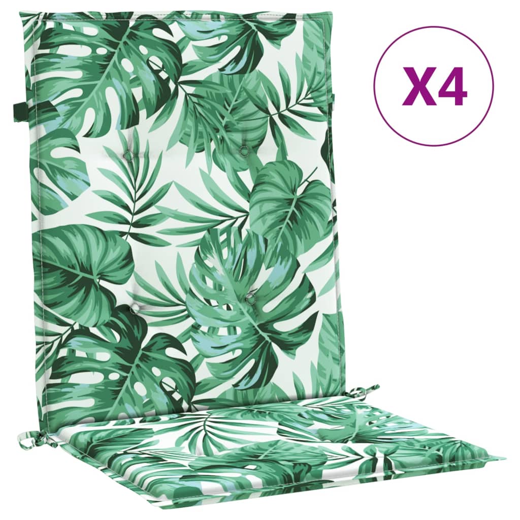 vidaXL Възглавници за стол с ниска облегалка, 4 бр, на листа, текстил