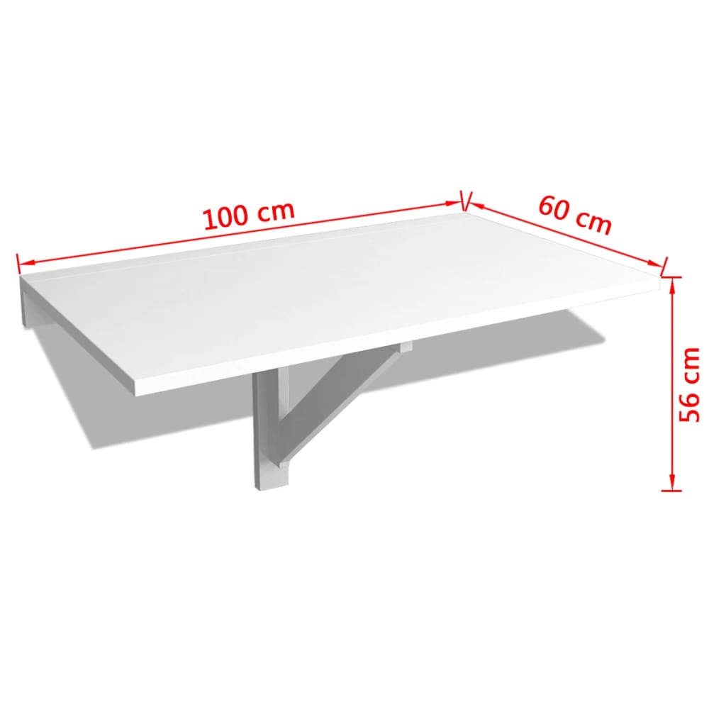 vidaXL Сгъваема стенна маса, бяла, 100x60 см