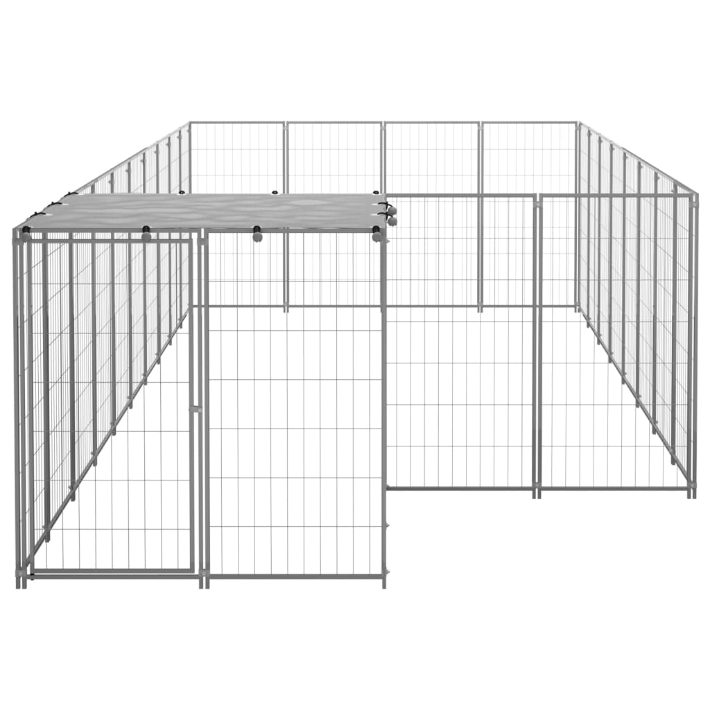 vidaXL Клетка за кучета, сребриста, 10,89 м², стомана