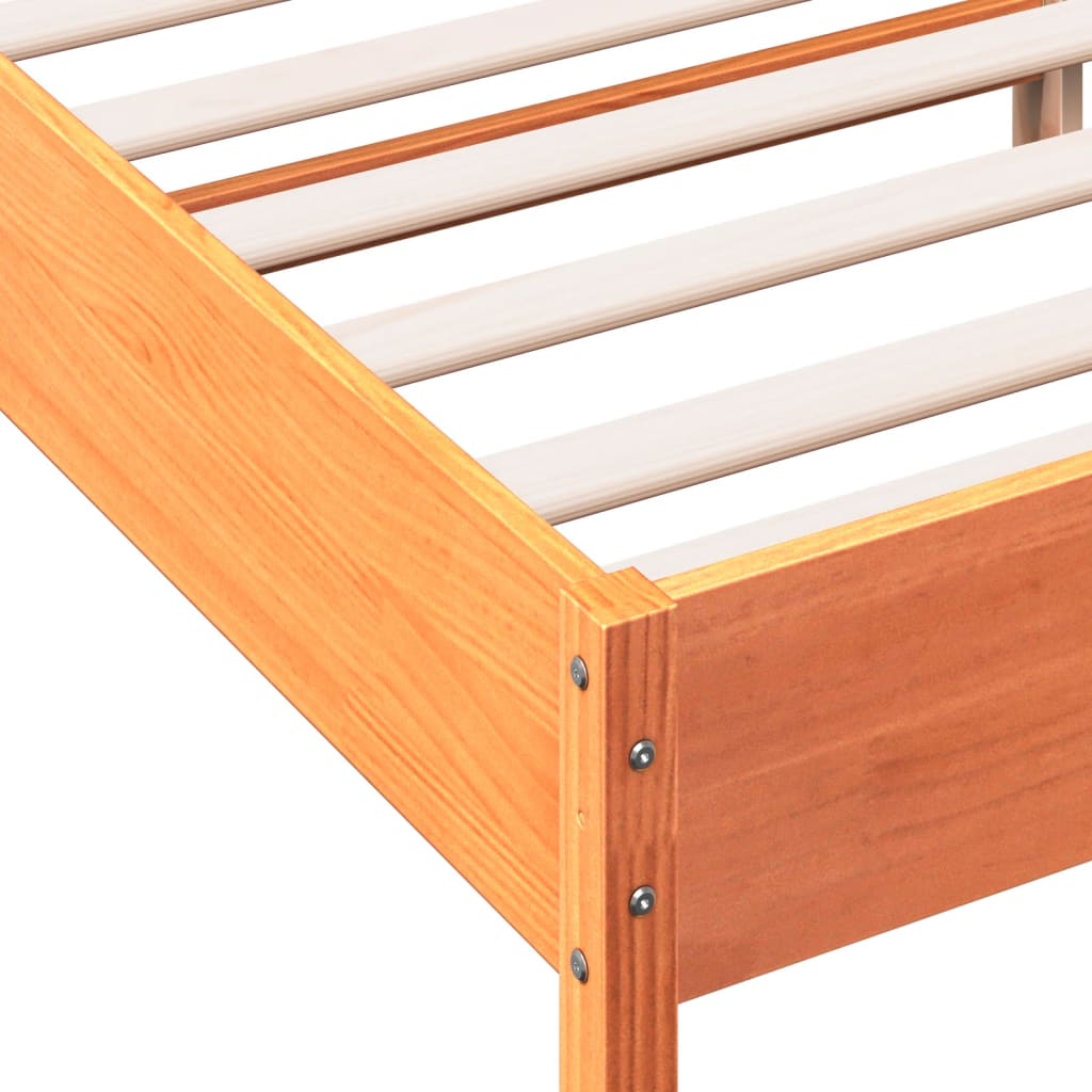 vidaXL Рамка за легло с табла, восъчнокафяв, 120x190 см, бор масив