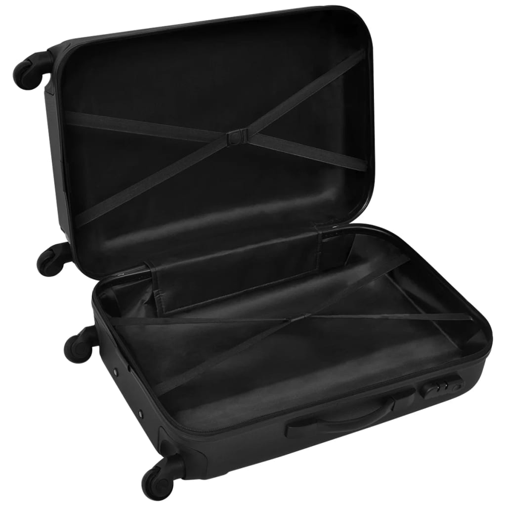 vidaXL Комплект твърди куфари от три части черен 45,5/55/66 см