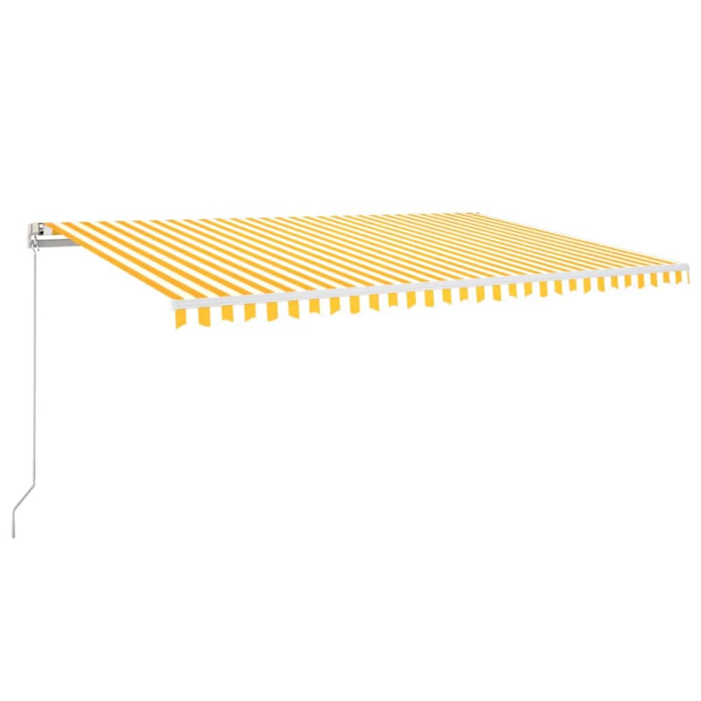 vidaXL Автоматично прибиращ се сенник, 500x300 см, жълто и бяло