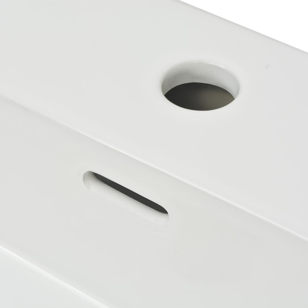 vidaXL Мивка с отвор за смесител, керамична, бяла 76x42,5x14,5 см