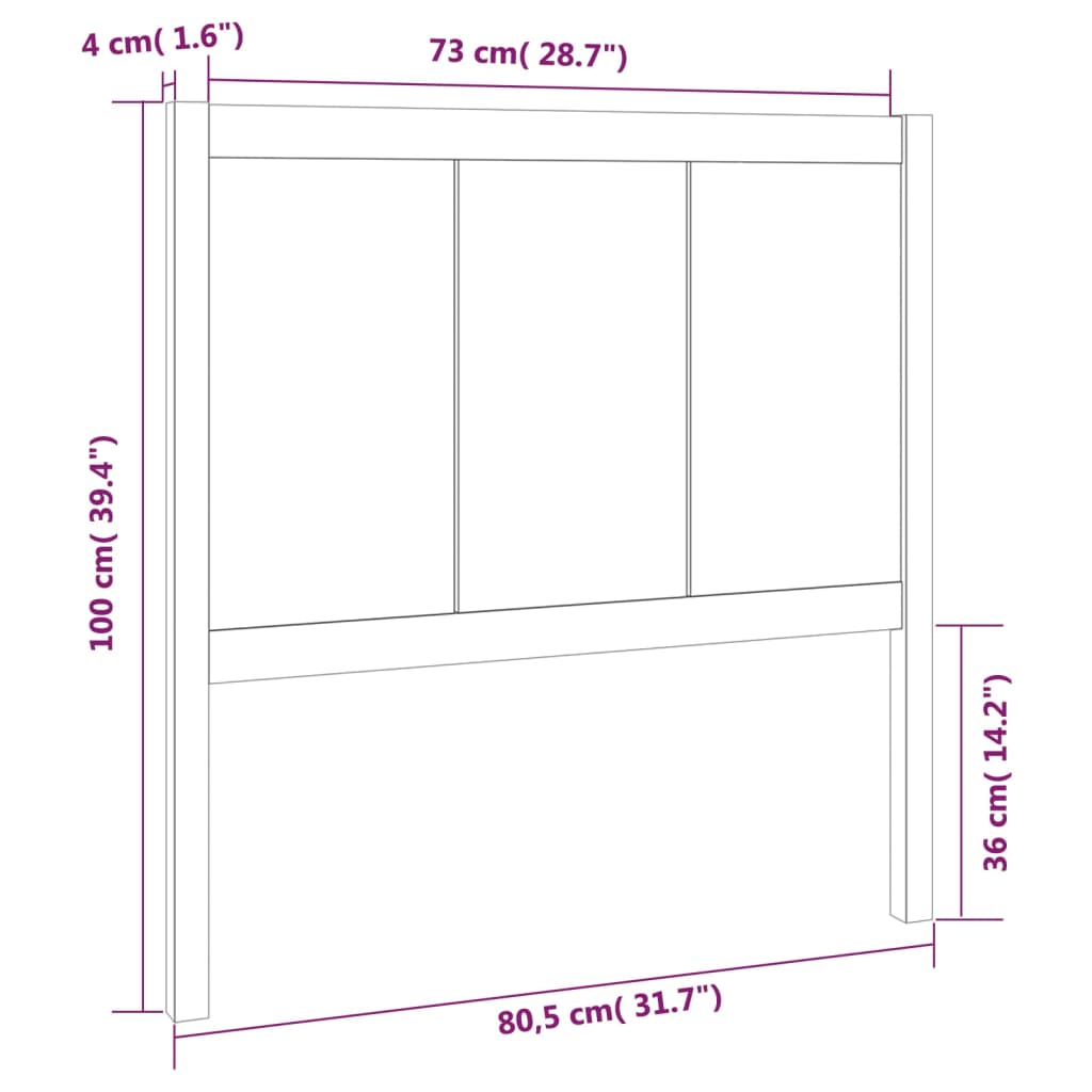 vidaXL Горна табла за легло, 80,5x4x100 см, бор масив