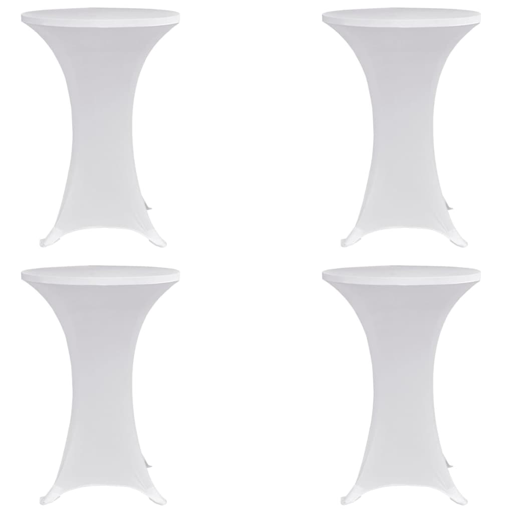 vidaXL Покривки за коктейлни маси, Ø80 см, бели, еластични, 4 бр