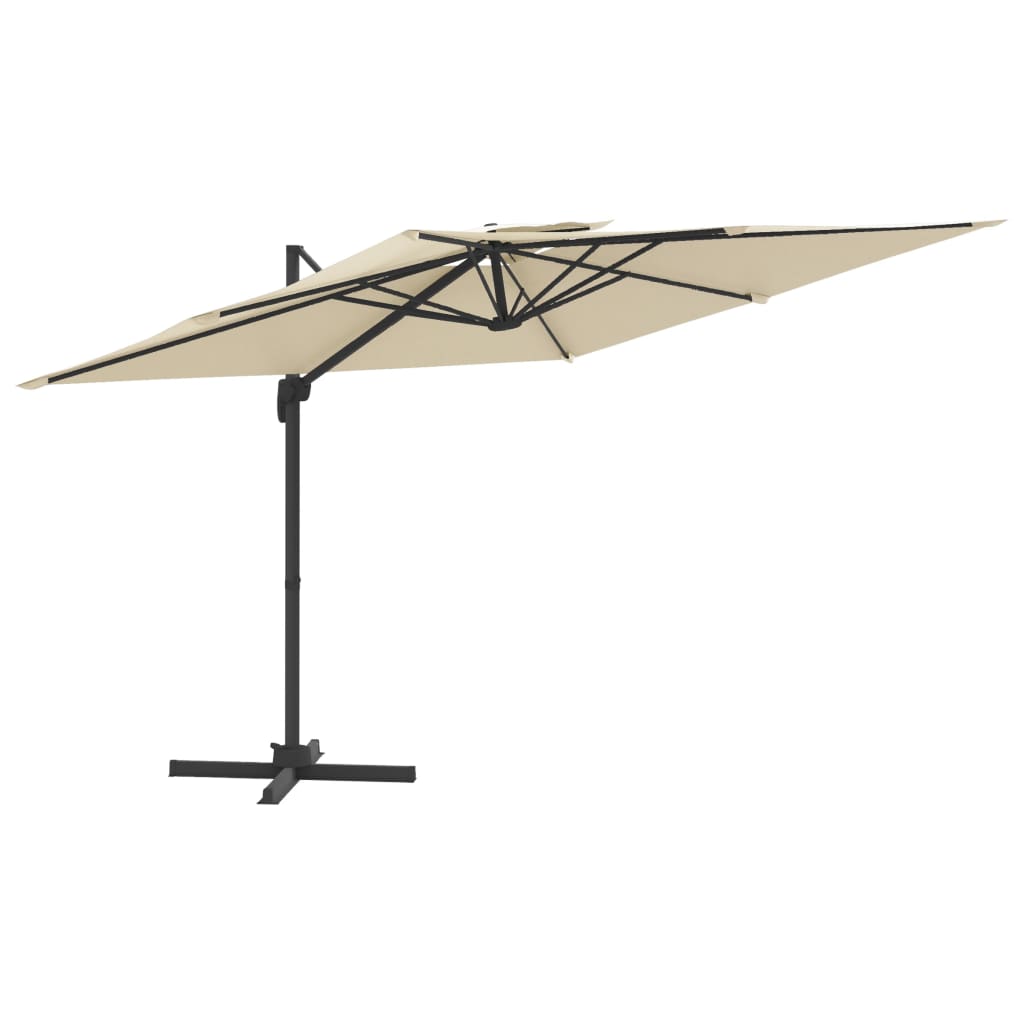 vidaXL Конзолен чадър с двоен покрив, пясъчнобял, 300x300 см