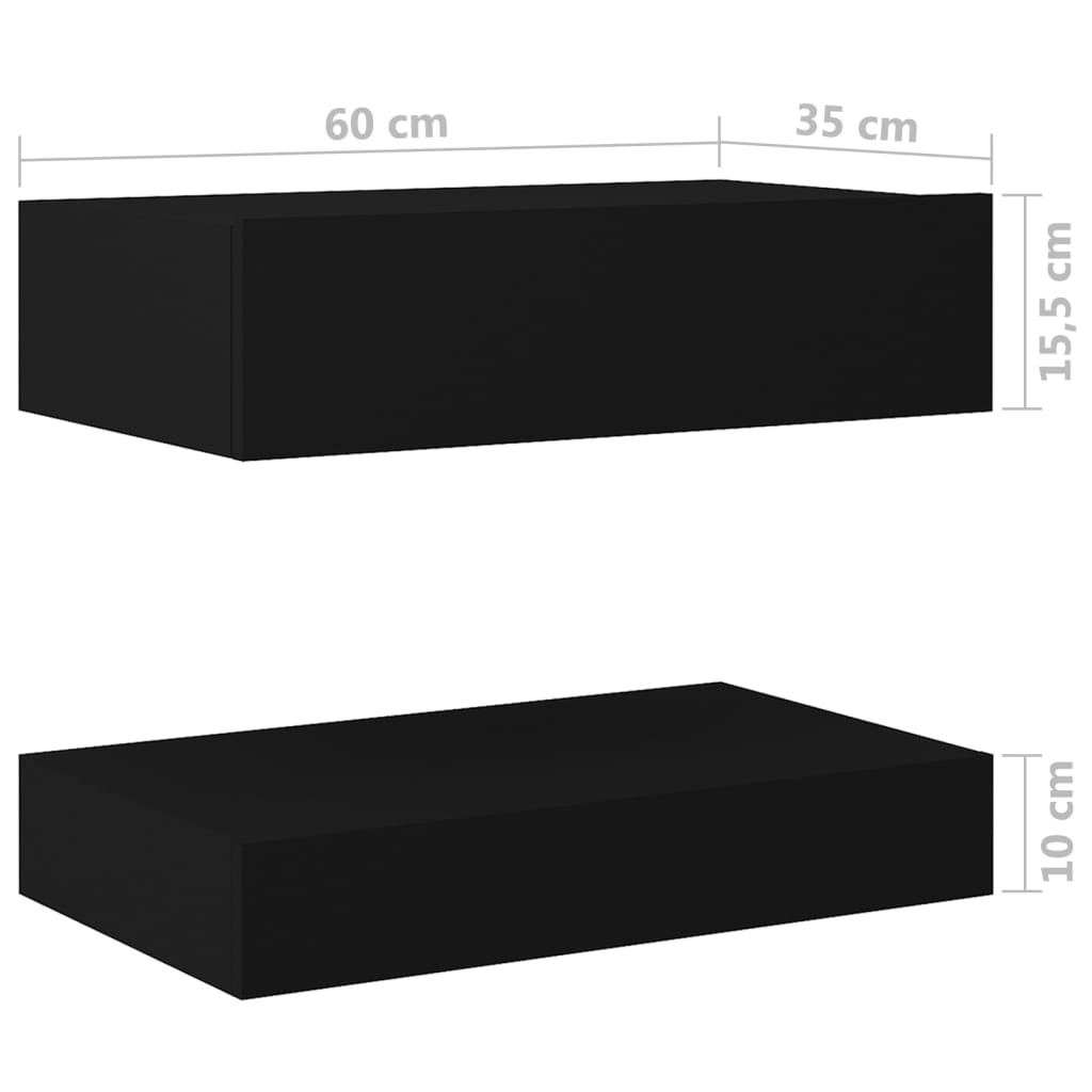 vidaXL Нощно шкафче, черно, 60x35 см, ПДЧ