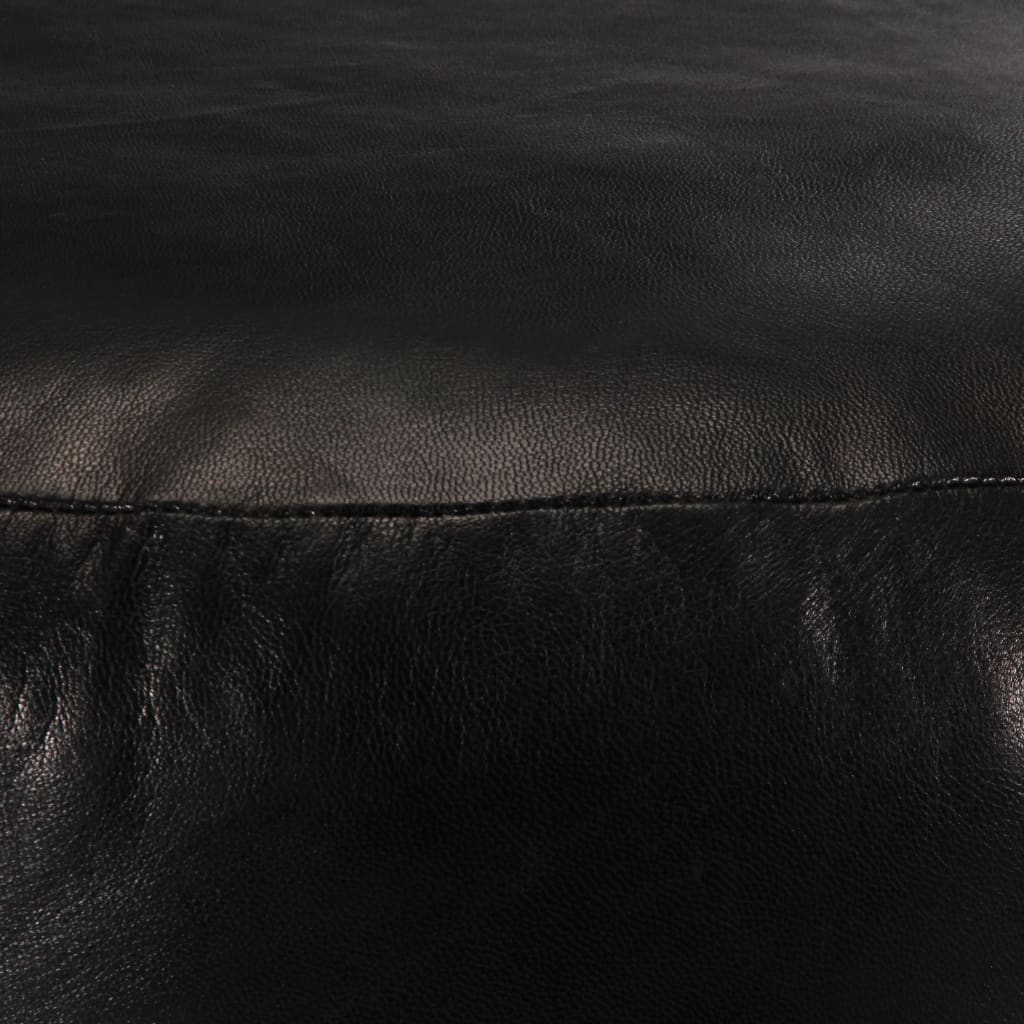 vidaXL Пуф, черен, 60х30 см, естествена козя кожа