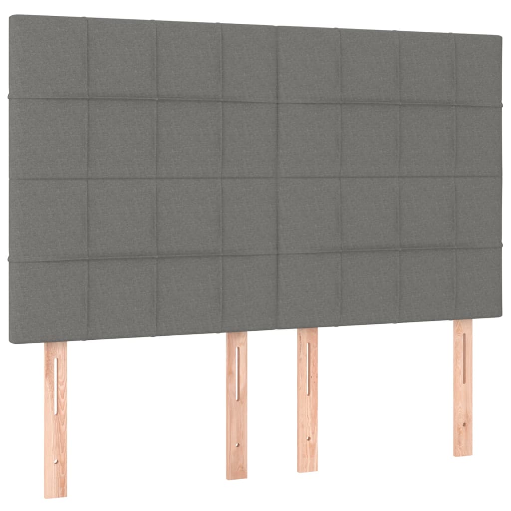 vidaXL Рамка за легло с табла, тъмносива, 140x200 см, плат
