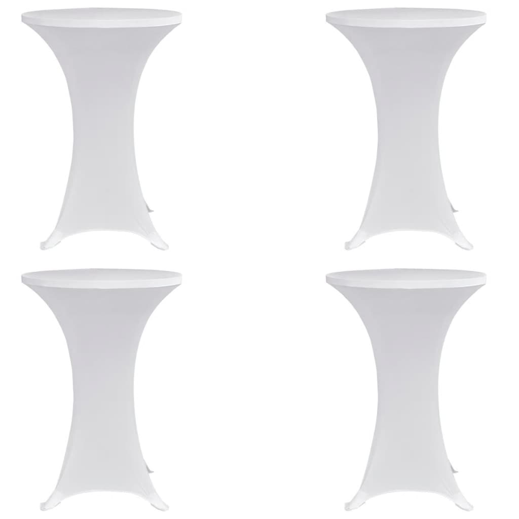 vidaXL Покривки за коктейлни маси, Ø70 см, бели, еластични, 4 бр