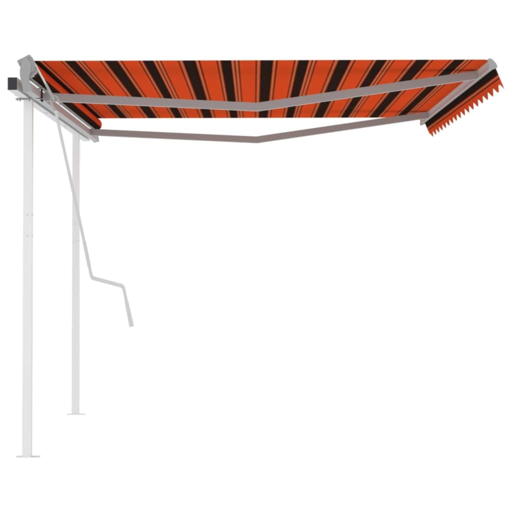 vidaXL Ръчно прибиращ се сенник с прътове 4x3 м оранжево и кафяво