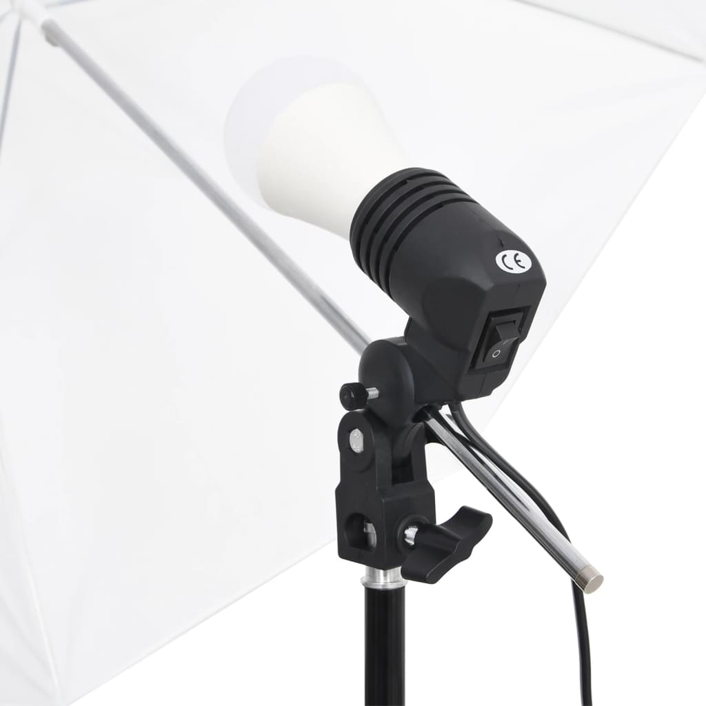 vidaXL Комплект студийно осветление с фонове и чадъри