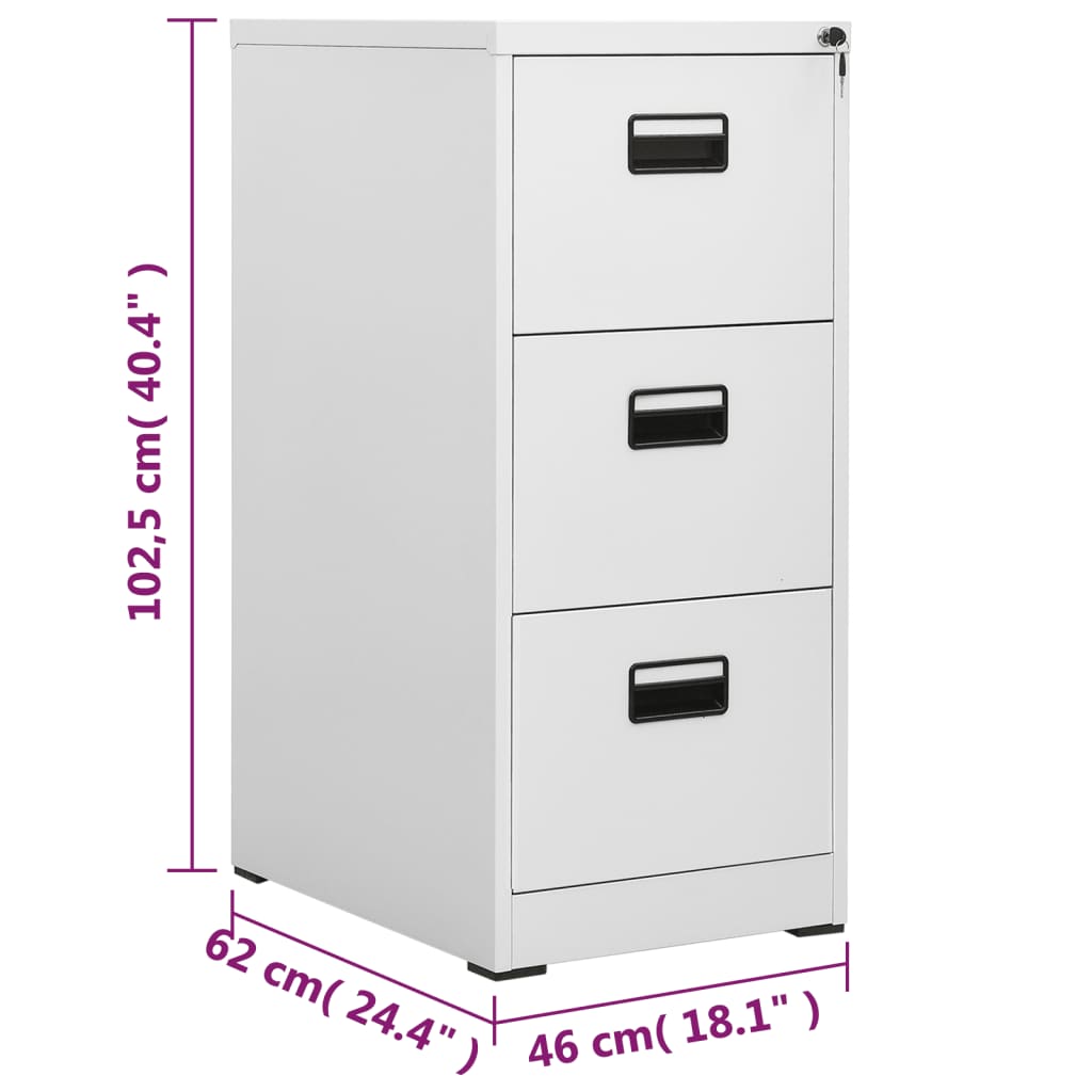 vidaXL Шкаф за папки, сив, 46x62x102,5 cм, стомана