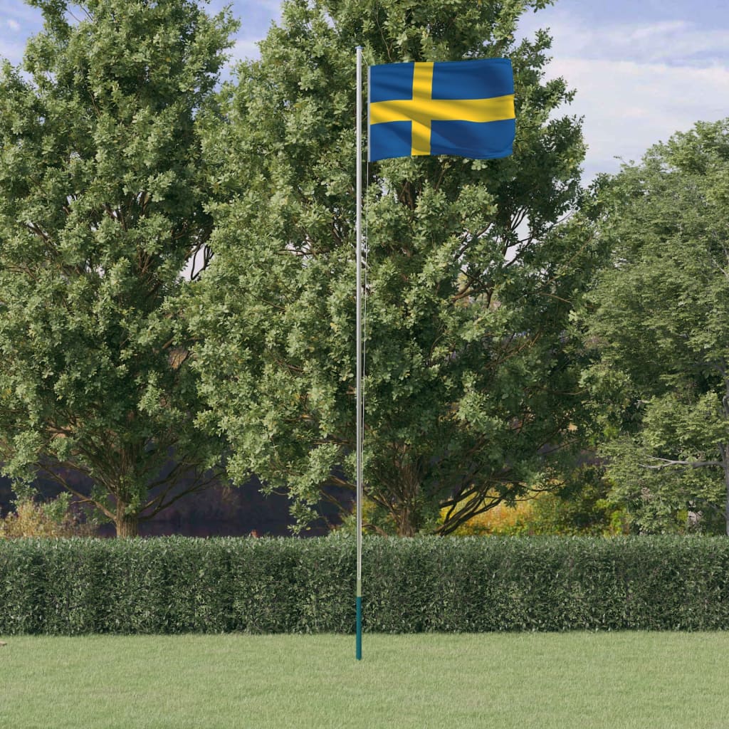 vidaXL Флаг на Швеция и стълб, 6,23 м, алуминий