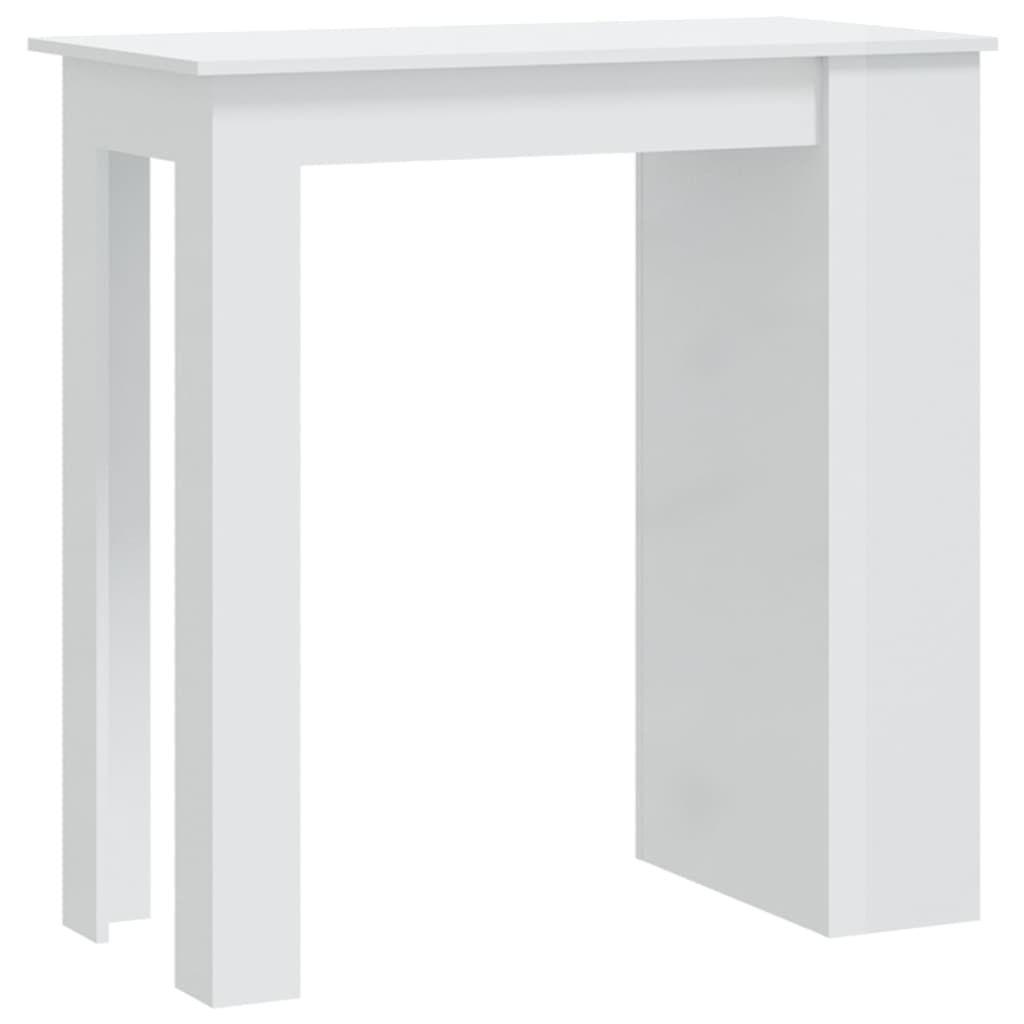 vidaXL Бар маса с шкаф за съхранение, бял гланц, 102x50x103,5 см
