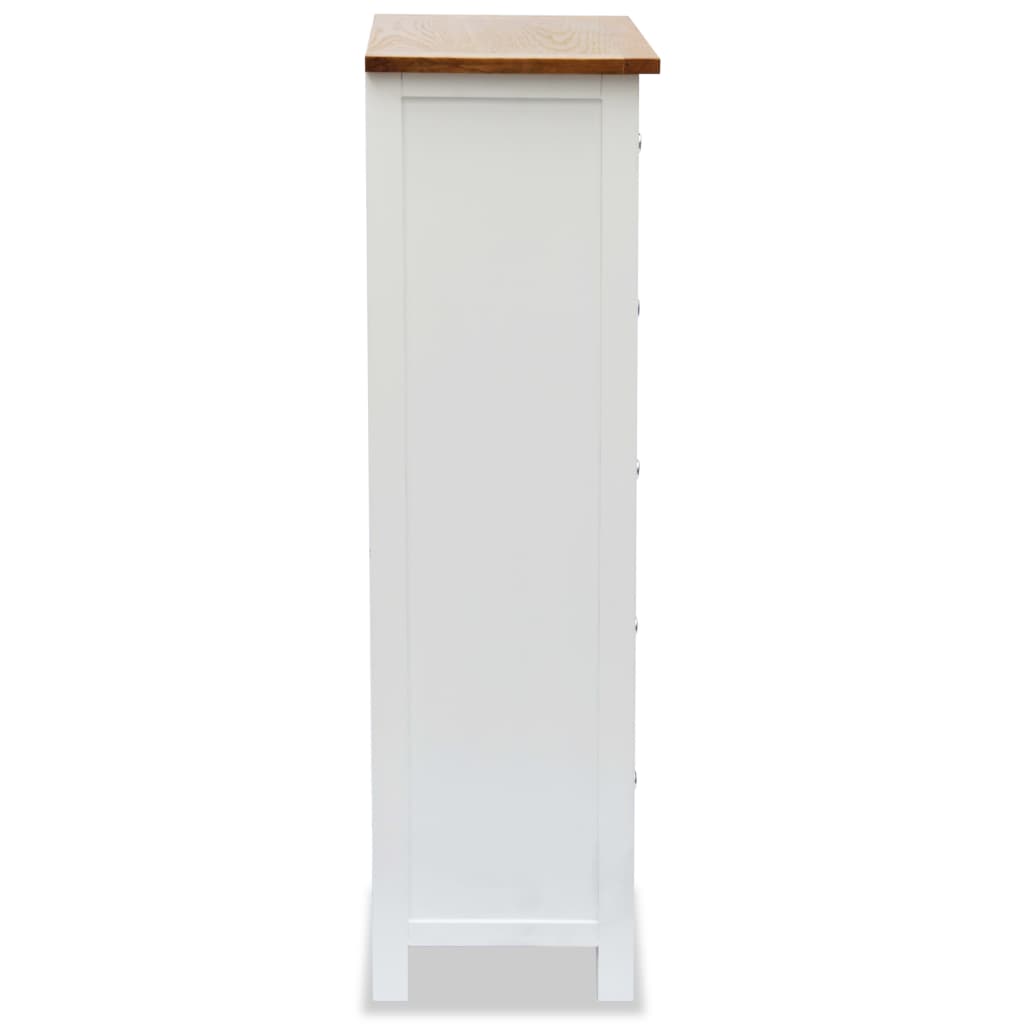 vidaXL Висок шкаф с чекмеджета, 45x32x115 см, дъбов масив