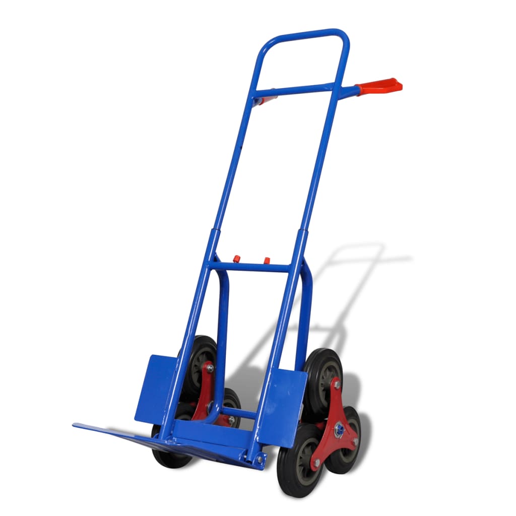 vidaXL Сгъваема товарна количка с 6 колелца, синя