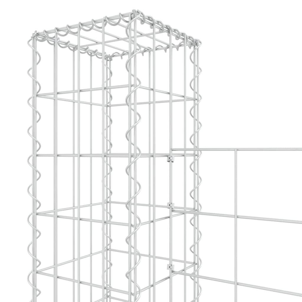 vidaXL U-образна габионна кошница с 2 стълба, желязо, 140x20x150 см