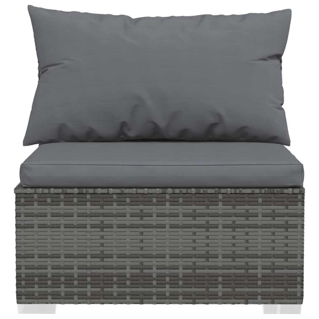 vidaXL 4-местен диван с възглавници, сив, полиратан