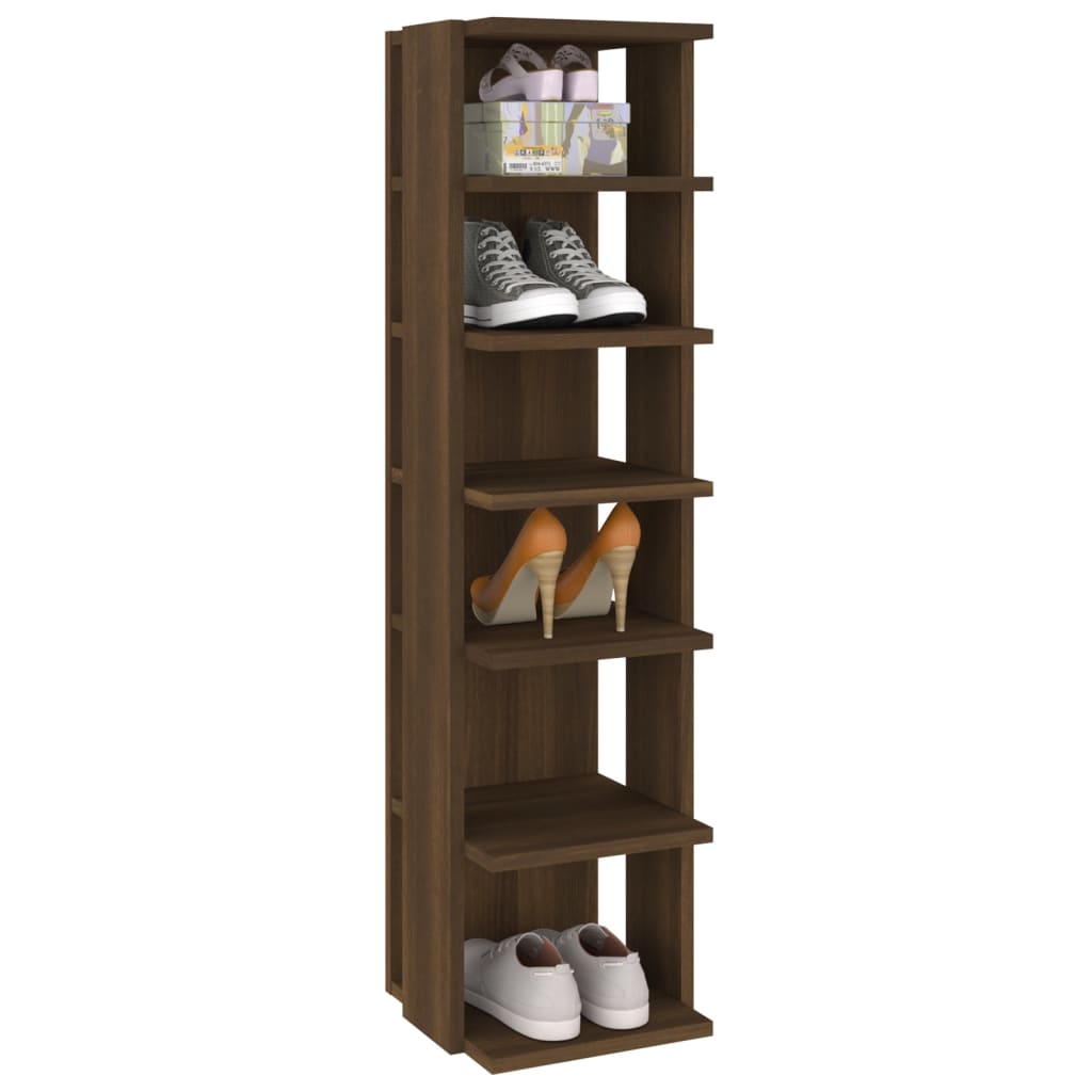 vidaXL Шкаф за обувки, кафяв дъб, 27,5x27x102 см, инженерно дърво