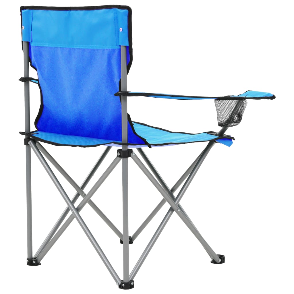 vidaXL Комплект маса и столове за къмпинг, 3 части, син