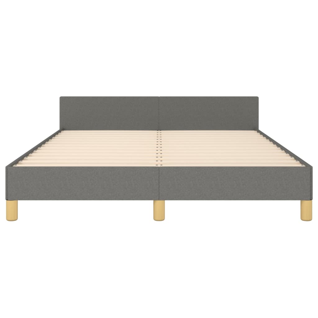 vidaXL Рамка за легло с табла, тъмносива, 140x200 см, плат