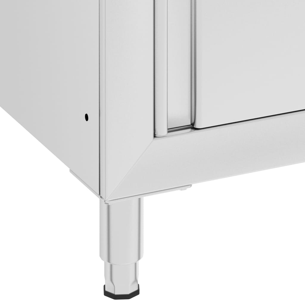 vidaXL Търговски кухненски шкаф с отцедник, неръждаема стомана
