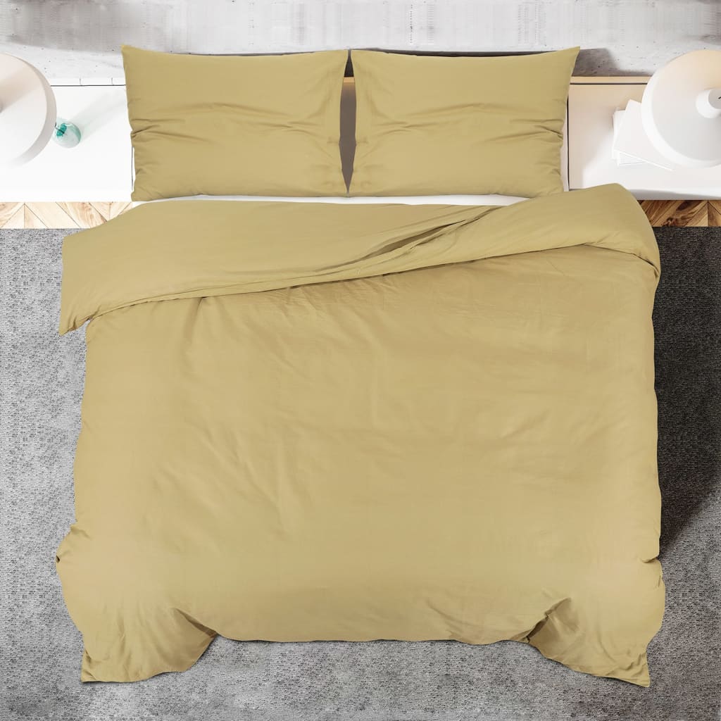 vidaXL Комплект спално бельо, таупе, 155x220 см, памук