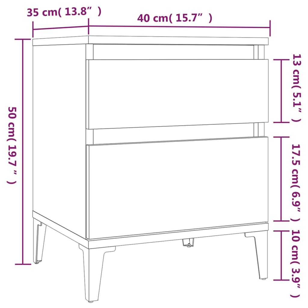 vidaXL Нощни шкафчета, 2 бр, бетонно сиво, 40x35x50 см