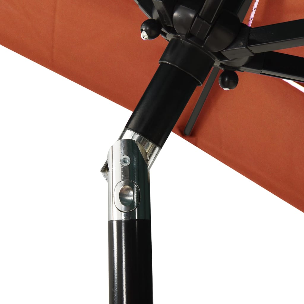 vidaXL Градински чадър на 3 нива с алуминиев прът, теракота, 2x2 м