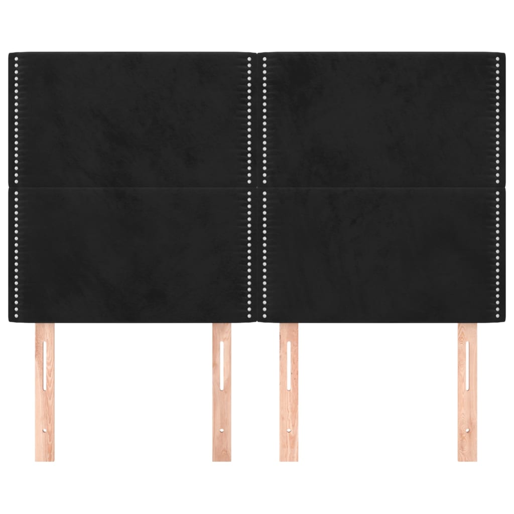 vidaXL Горни табли за легло, 4 бр, черни, 72x5x78/88 см, кадифе