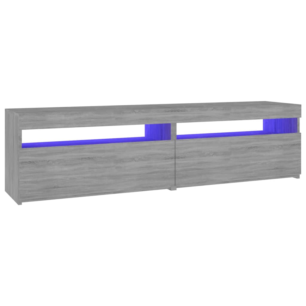 vidaXL ТВ шкафове с LED осветление, 2 бр, сив сонома, 75x35x40 см