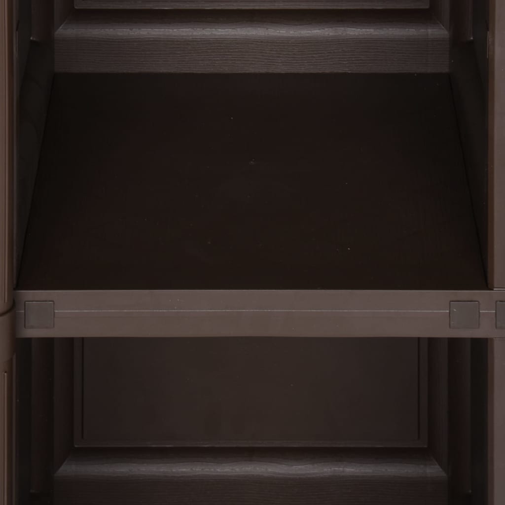 vidaXL Пластмасов шкаф, 40x43x125 см, дървен дизайн, кафяв