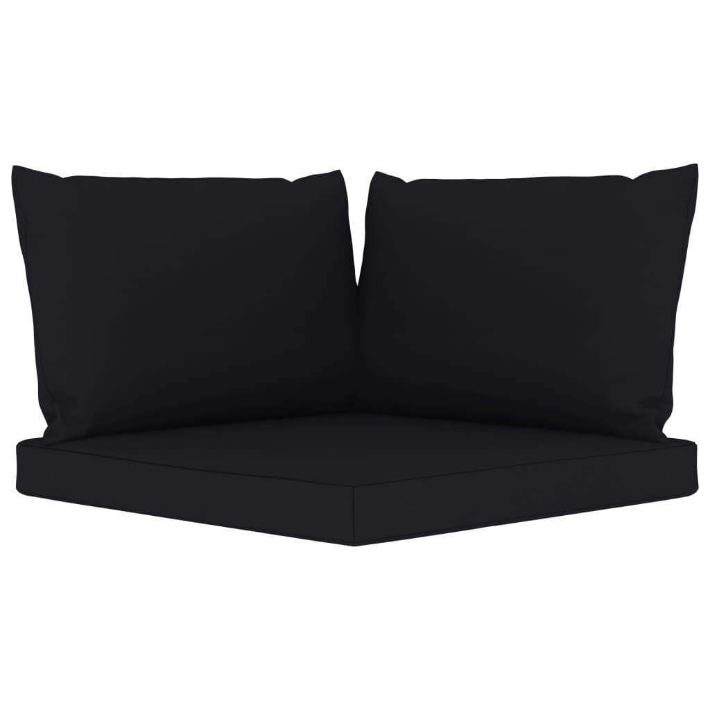 vidaXL Градински 3-местен диван от палети с черни възглавници бор