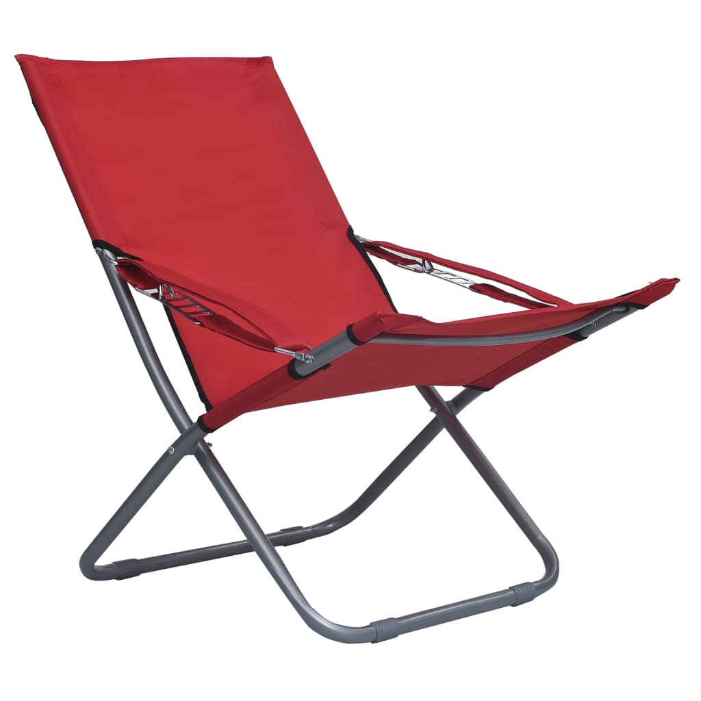 vidaXL Сгъваеми плажни столове, 2 бр, текстил, червени