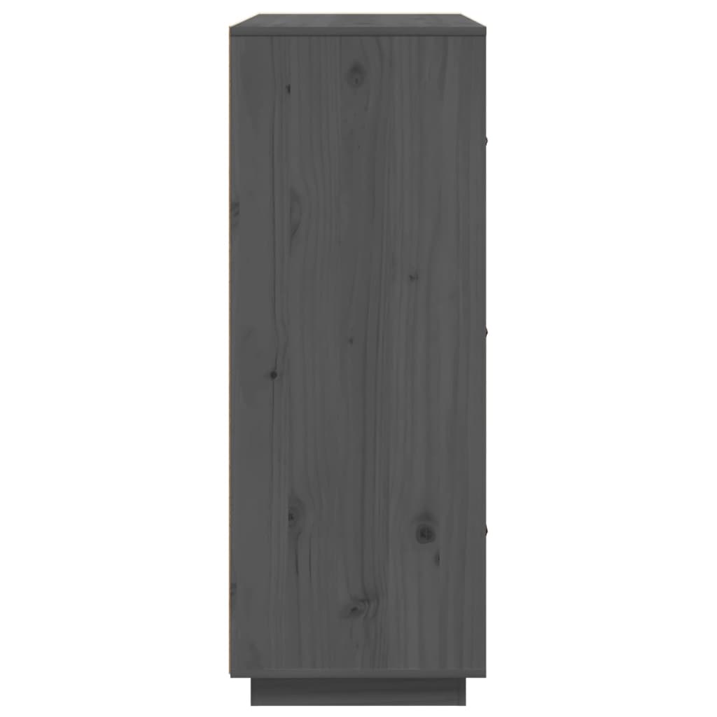 vidaXL Висок шкаф, сив, 67x40x108,5 см, борово дърво масив