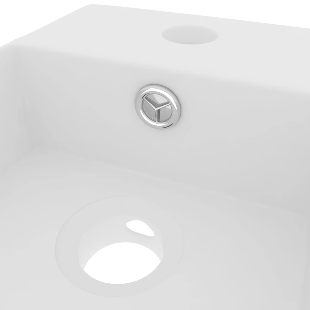 vidaXL Мивка за баня с преливник, керамична, матово бяла