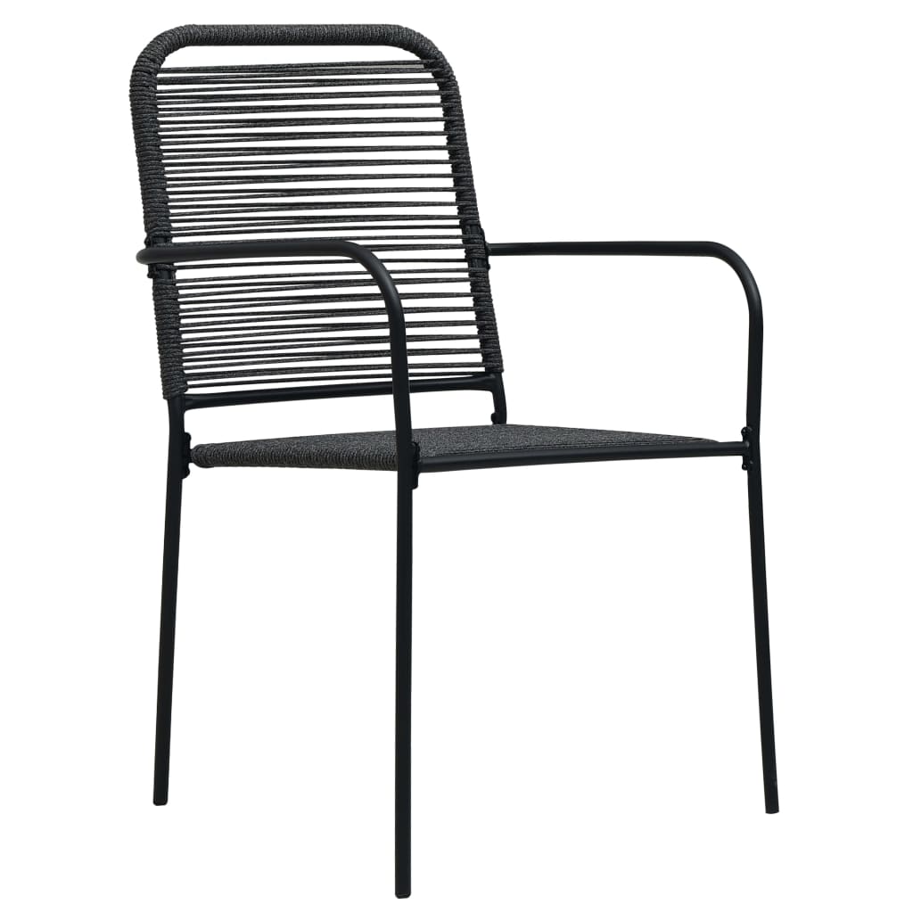 vidaXL Градински столове, 2 бр, памучно въже и стомана, черни