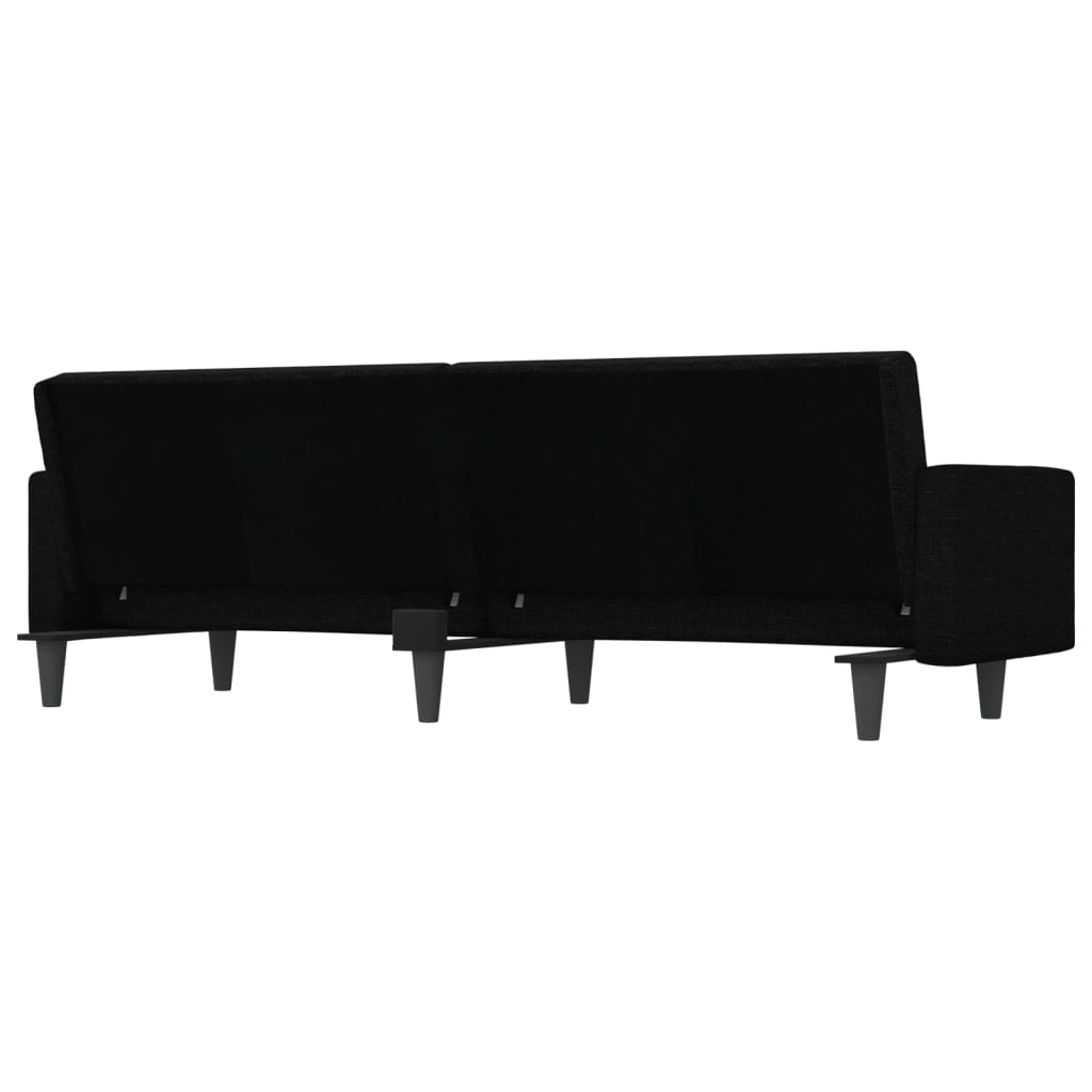 vidaXL Разтегателен диван с възглавници, черен, плат