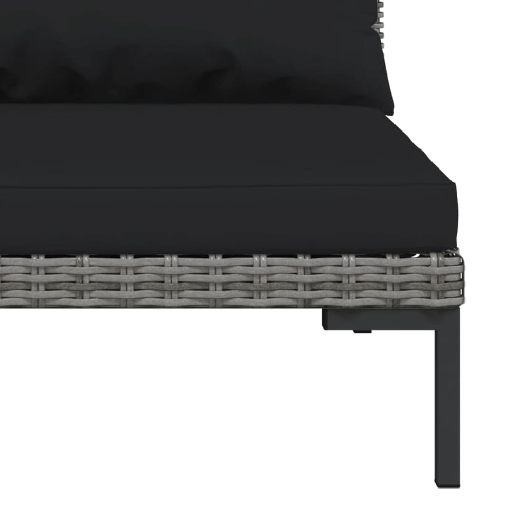 vidaXL Градински дивани с възглавници, 3 бр, полукръгъл полиратан