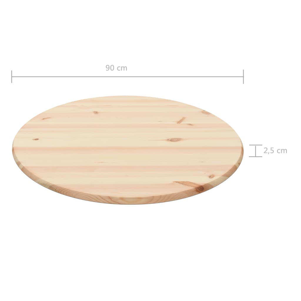 vidaXL Плот за маса, натурален бор, кръгъл, 25 мм, 90 см