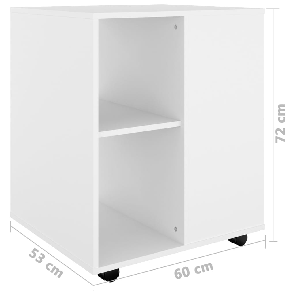 vidaXL Подвижен шкаф, бял, 60x53x72 см, ПДЧ