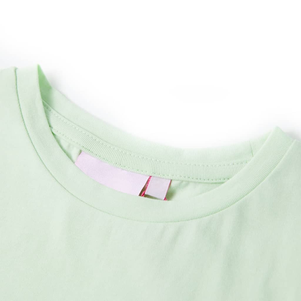 Детска тениска с ръкави капаче, меко зелено, 92
