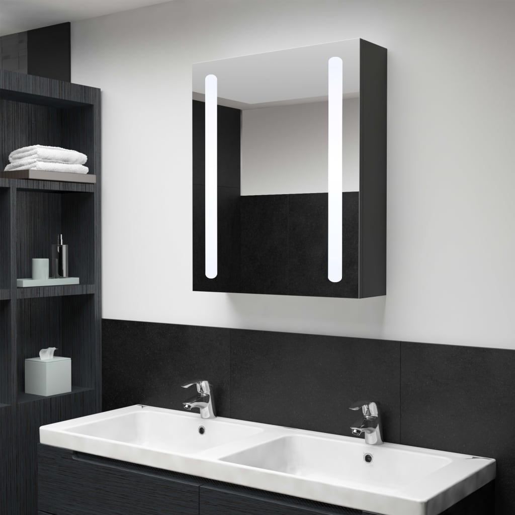 vidaXL LED шкаф с огледало за баня, 50x13x70 см
