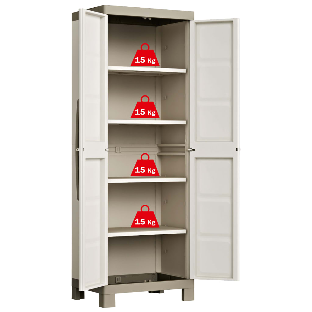 Keter Шкаф за съхранение с рафтове Excellence, бежово и таупе, 182 см