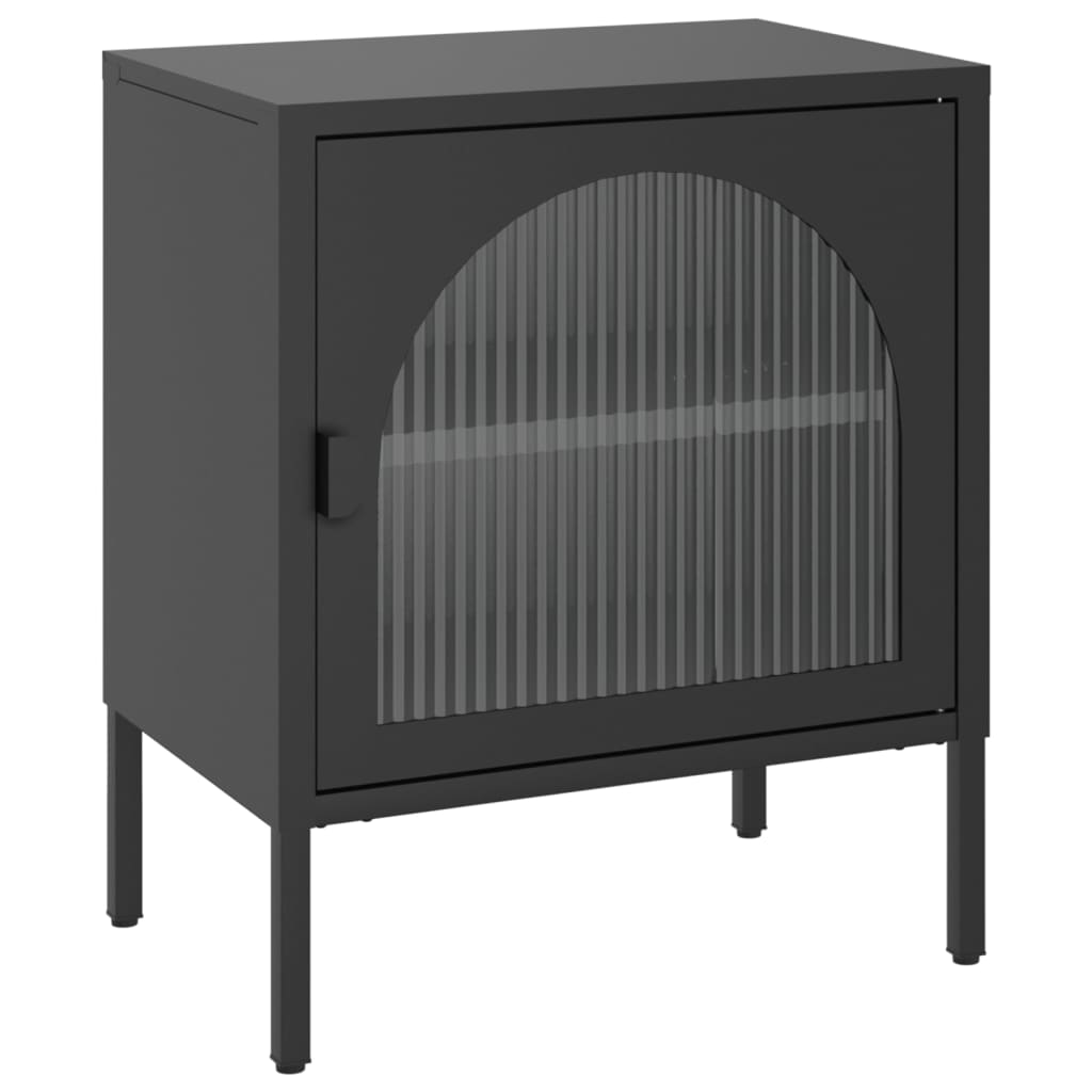 vidaXL Нощно шкафче, черно, 50x35x60 см, стъкло и стомана